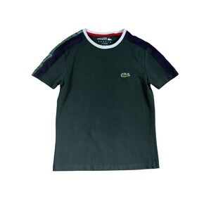 Lacoste Sport Boys Green Logo Tape Sleeve T-Shirt Size 8 Years Made in France